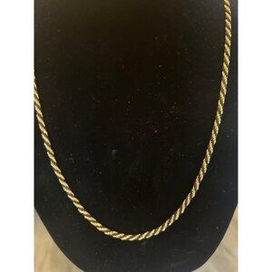 Trifari Gold Plated Black Rope Chain Necklace Unique Work Approved Layering Neck